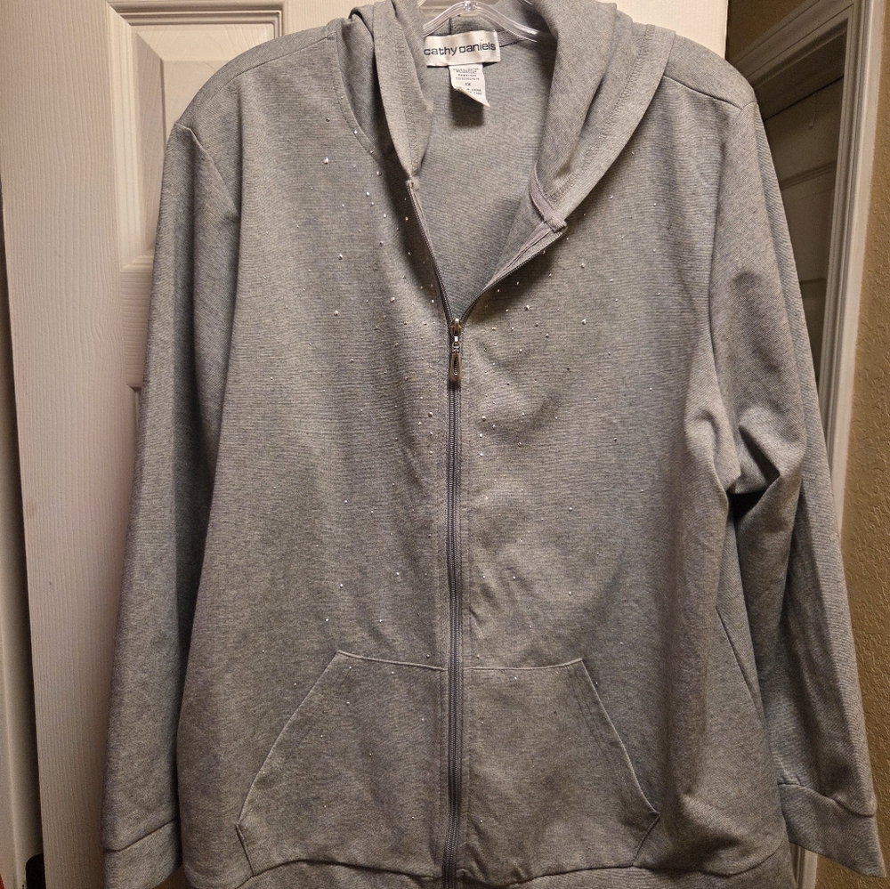 3 for $10, Cathy Daniels Gray Zip-Up Hoodie